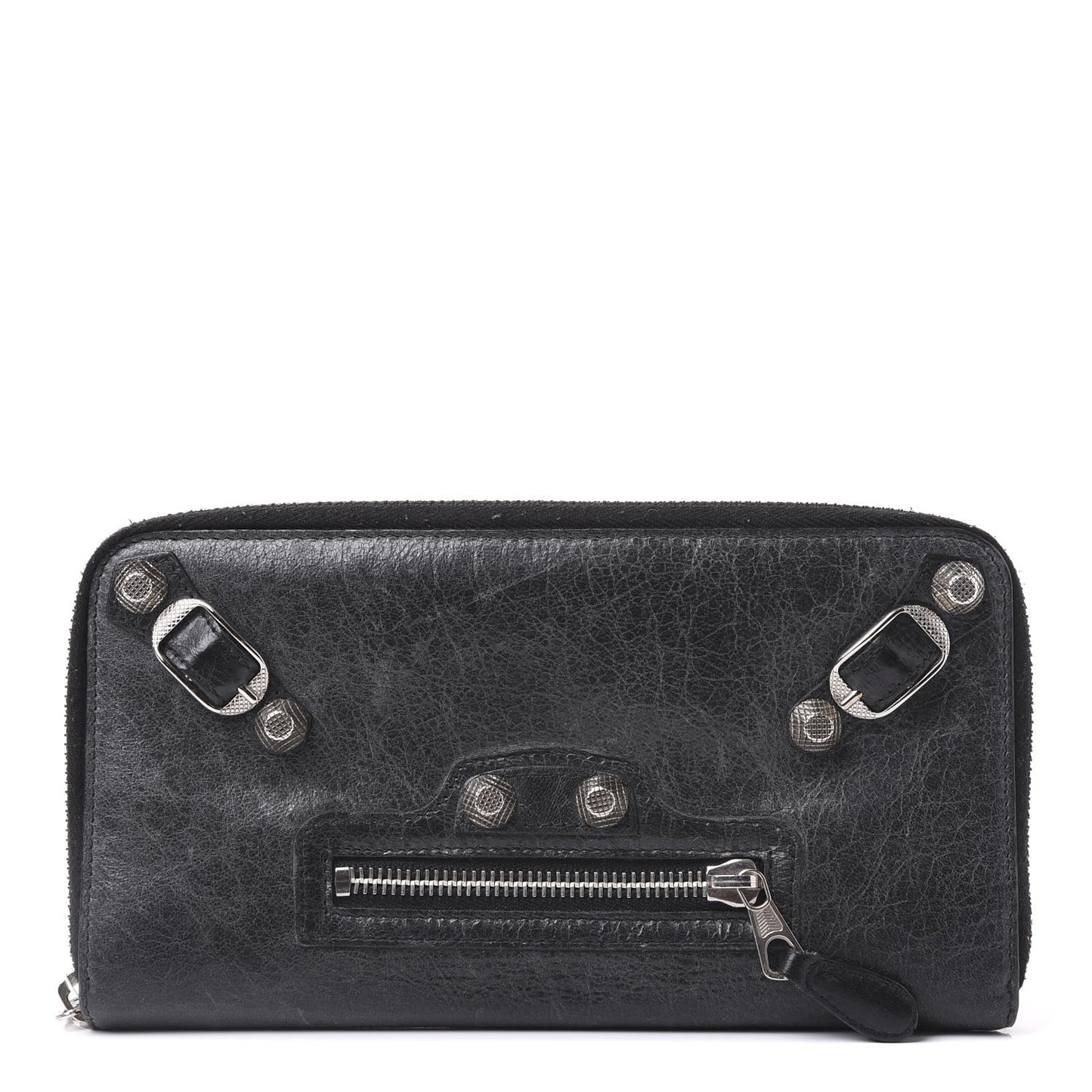 Agneau Giant 12 Silver Hardware Compagnon Wallet Black