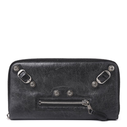 Balenciaga Agneau Giant 12 Silver Hardware Compagnon Wallet Black 1 of 8