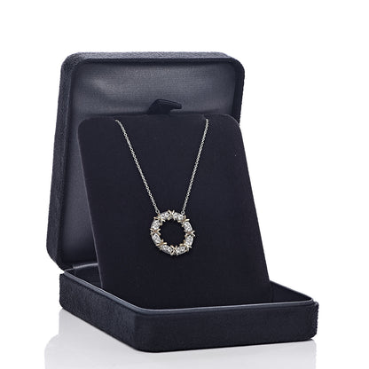 Tiffany 18K Yellow Gold Platinum Diamond Schlumberger Sixteen Stone Circle Pendant Necklace 5 of 5