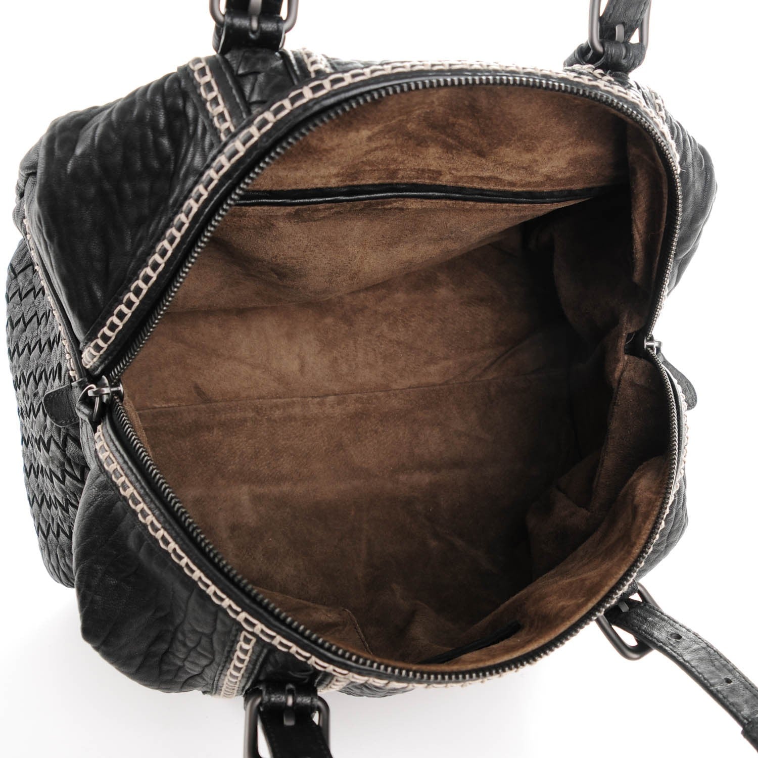 Bottega Veneta Pebbled Lambskin Top Handle Satchel Nero Black 5 of 8