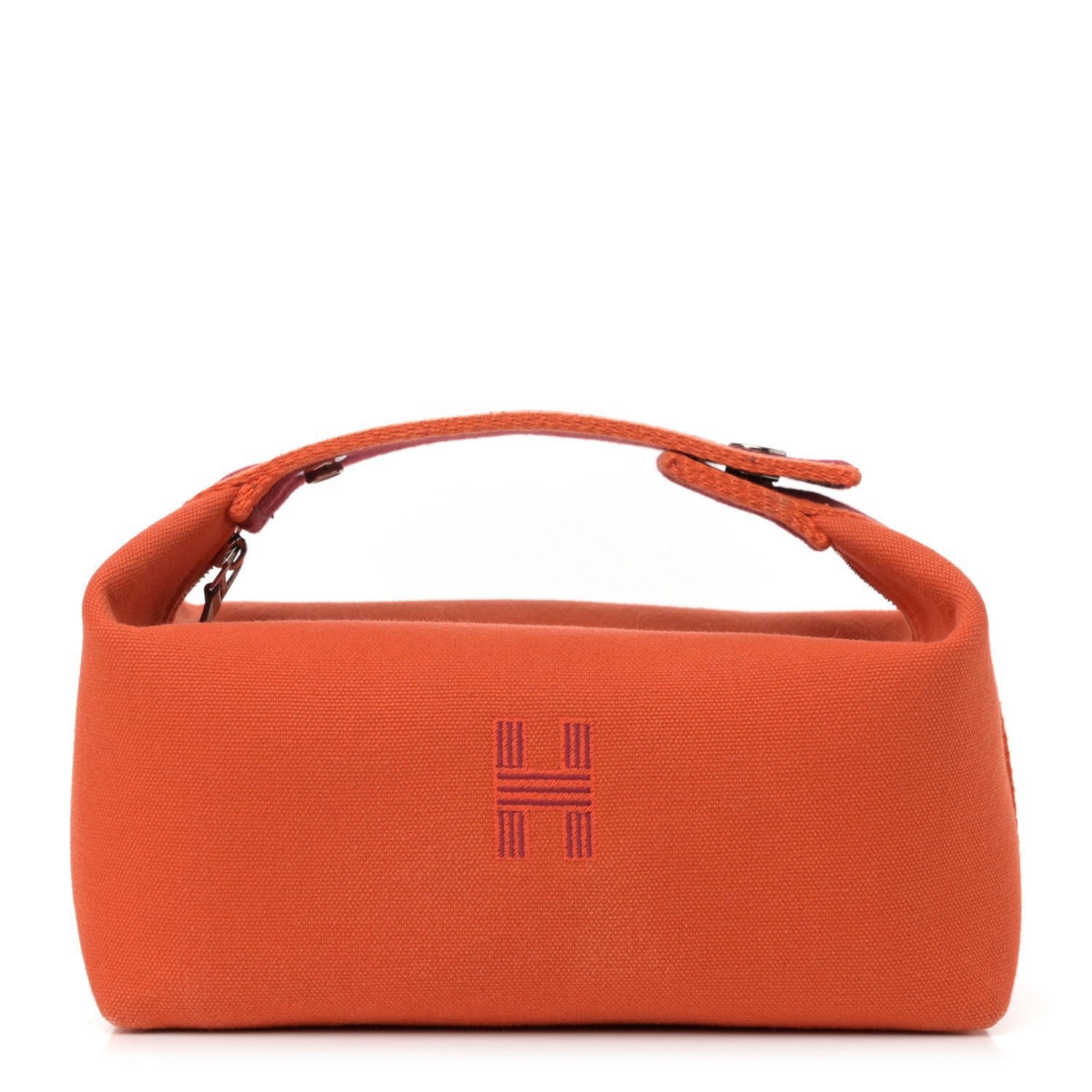 Hermes Canvas Small Bride-A-Brac Pouch Orange Burgundy 1 of 9