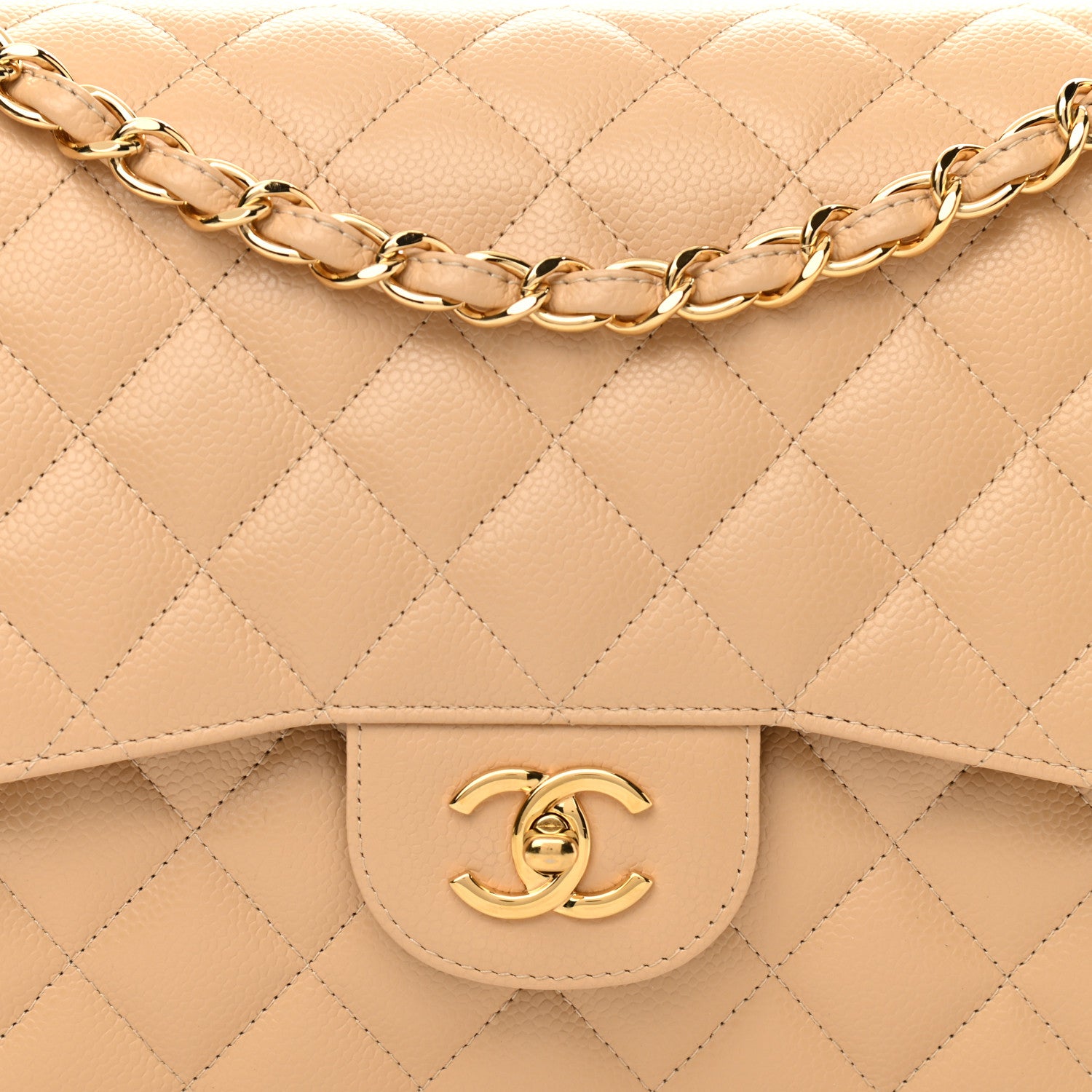Chanel Caviar Quilted Jumbo Double Flap Beige Clair 8 of 11