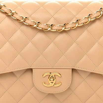 Chanel Caviar Quilted Jumbo Double Flap Beige Clair 8 of 11
