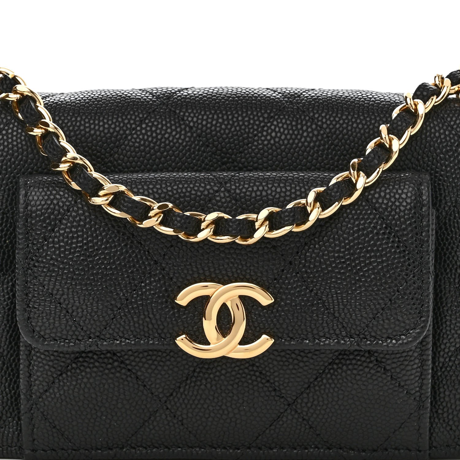 Chanel Caviar Quilted Pocket Twins Clutch With Chain Black 10 of 13