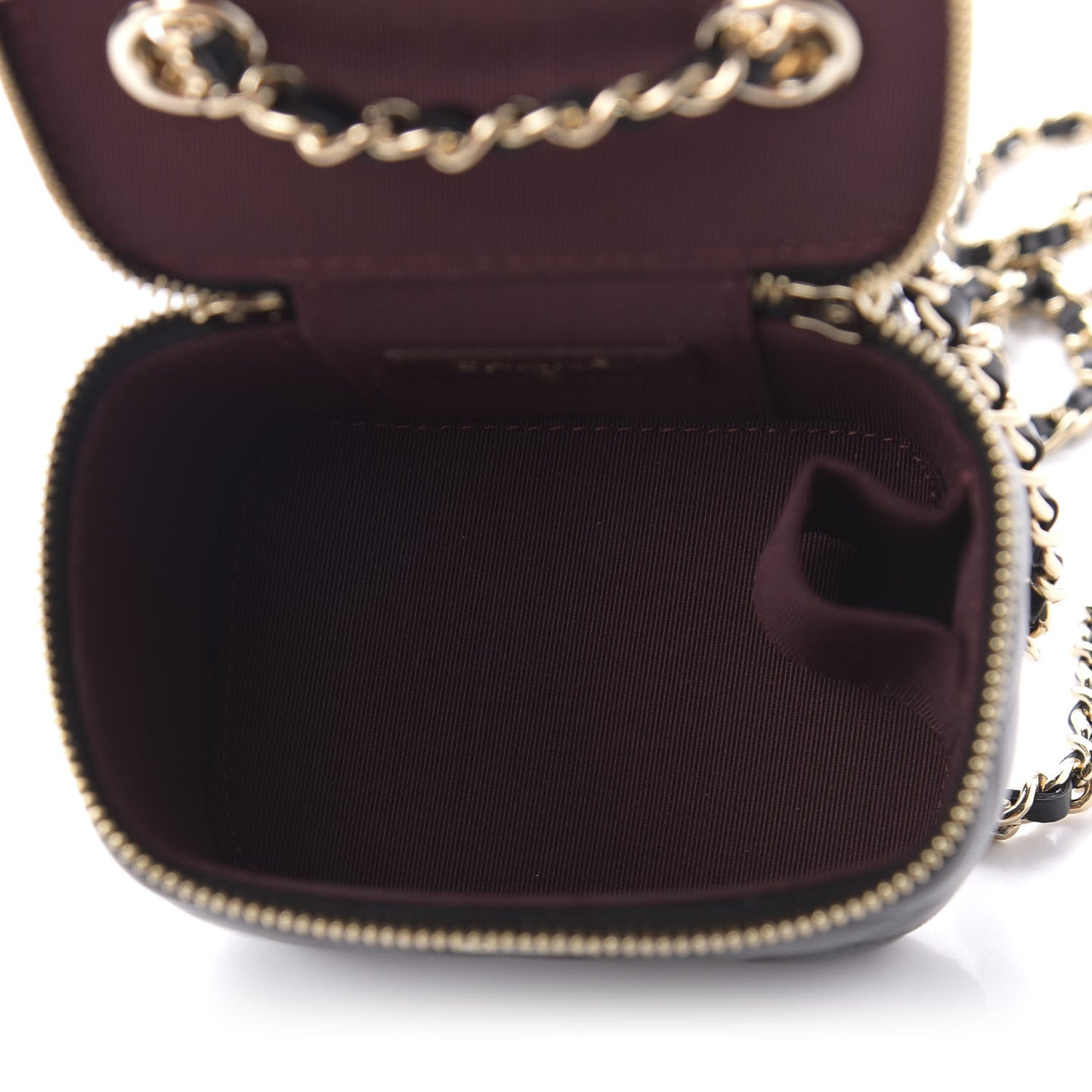 Lambskin Quilted Mini Vanity Case With Chain Black