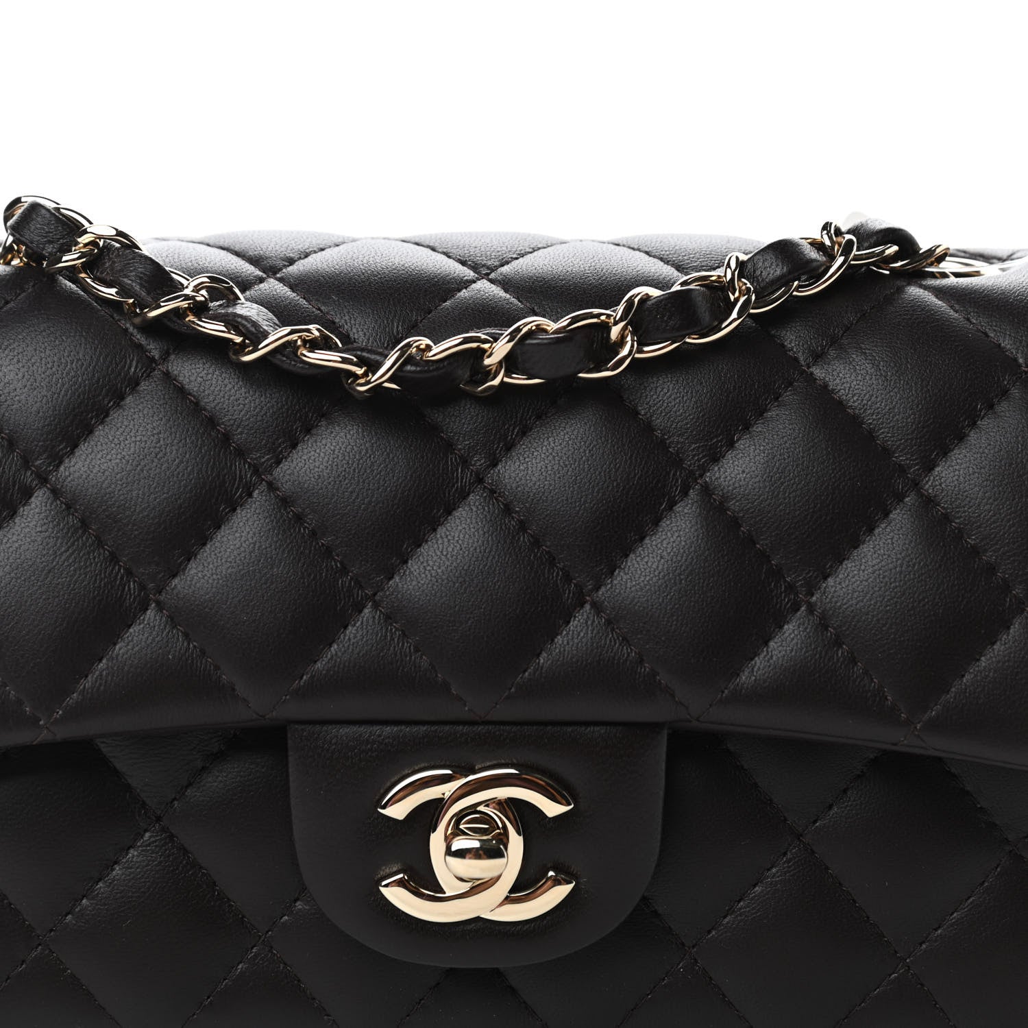 Chanel Lambskin Quilted Mini Rectangular Flap Dark Brown 10 of 10