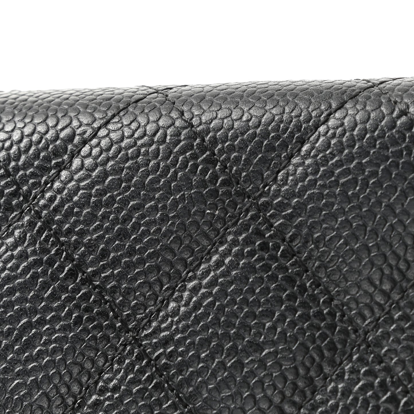 Caviar Quilted Large Gusset Flap Wallet Black