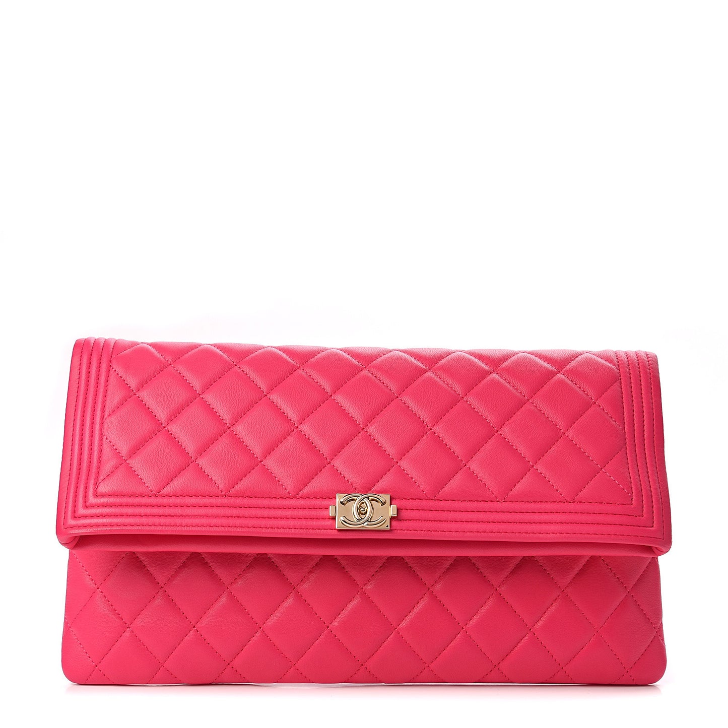 Lambskin Quilted Beauty CC Boy Clutch Fuchsia
