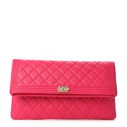Chanel Lambskin Quilted Beauty CC Boy Clutch Fuchsia 1 of 8