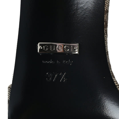 Gucci Monogram Malga Kid Square G 75mm Slingback Pumps 37.5 Beige Ebony New Acero 7 of 7