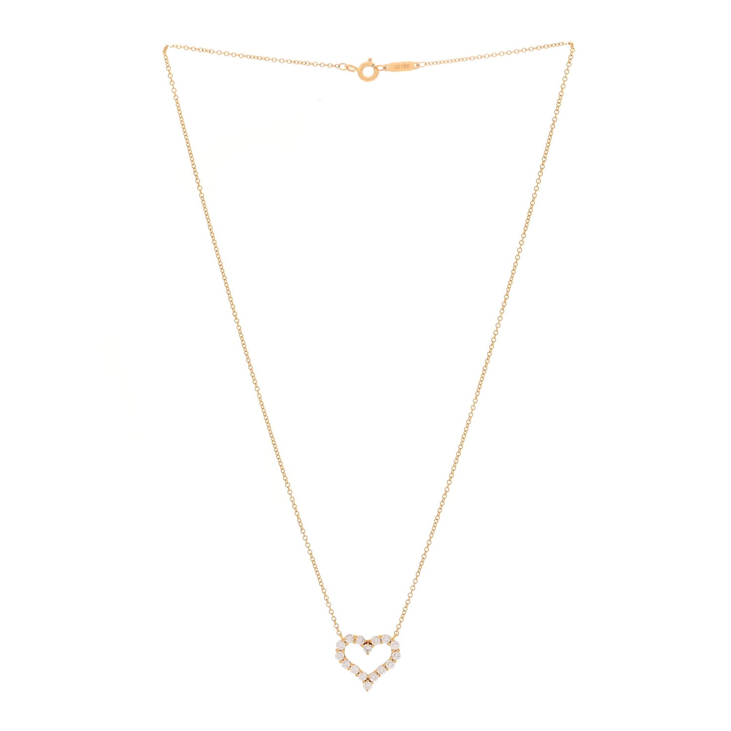 18K Yellow Gold Diamond Small  Heart Pendant Necklace