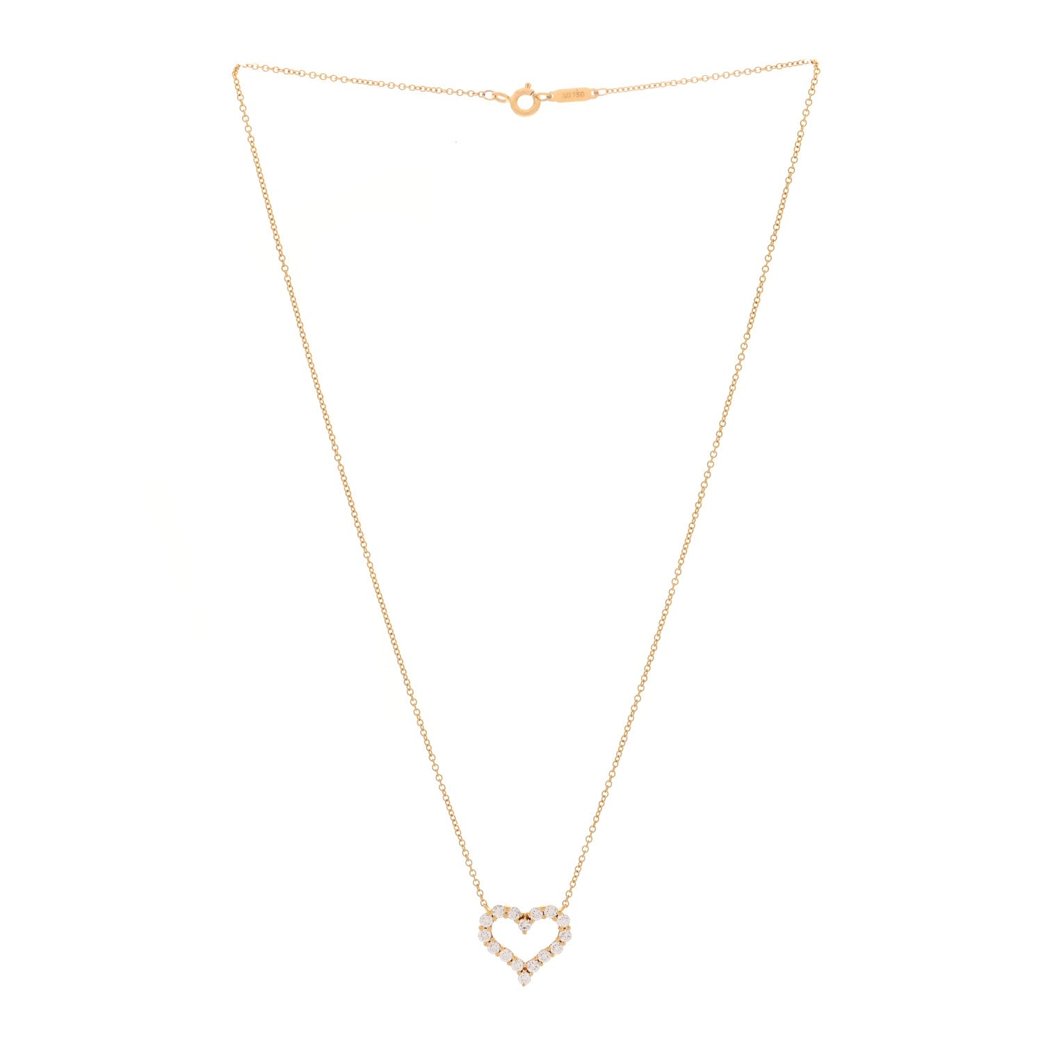 Tiffany 18K Yellow Gold Diamond Small  Heart Pendant Necklace 3 of 5