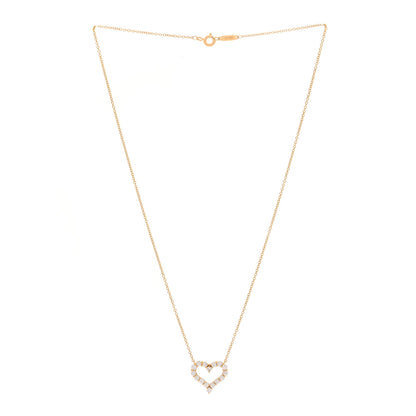 Tiffany 18K Yellow Gold Diamond Small  Heart Pendant Necklace 3 of 5