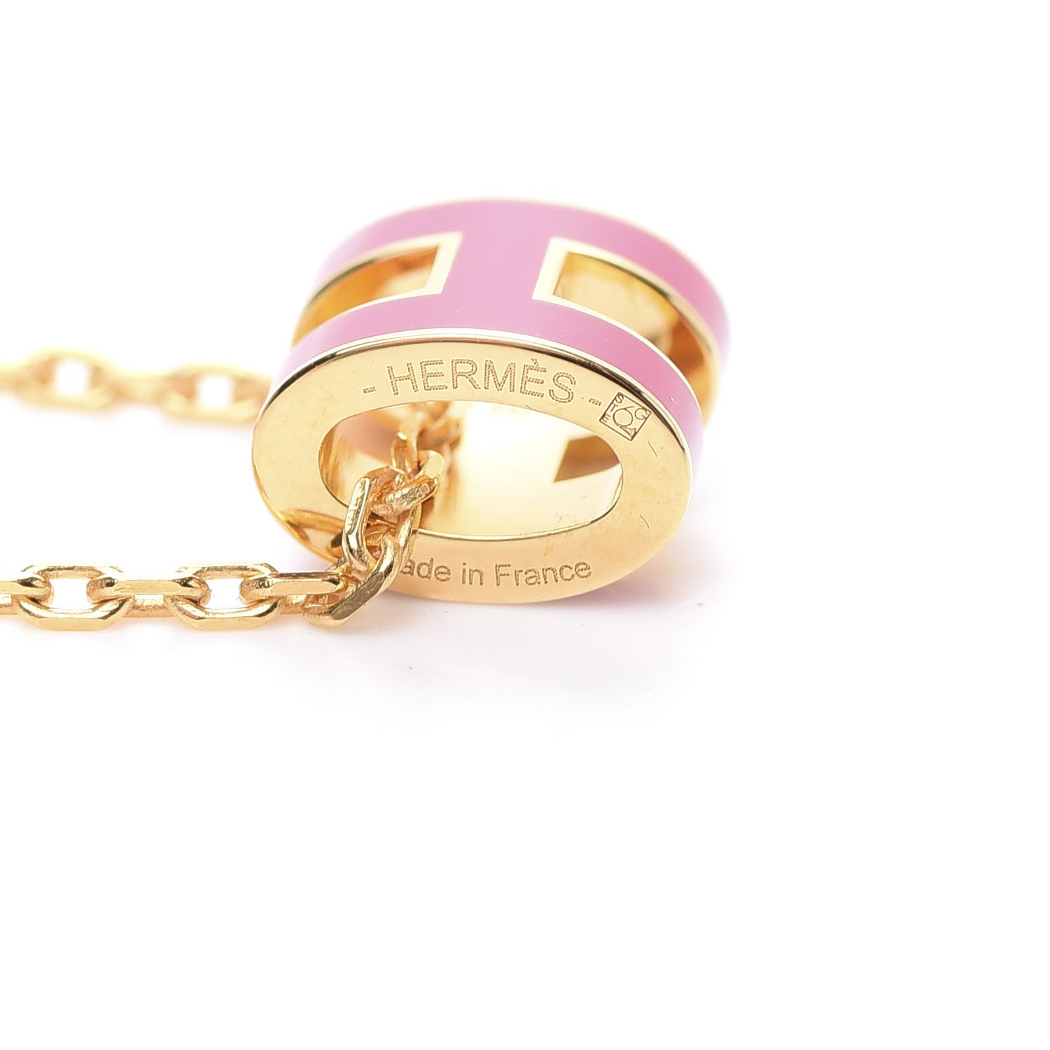 Hermes Lacquered Gold Pop H Pendant Necklace Framboise 6 of 6