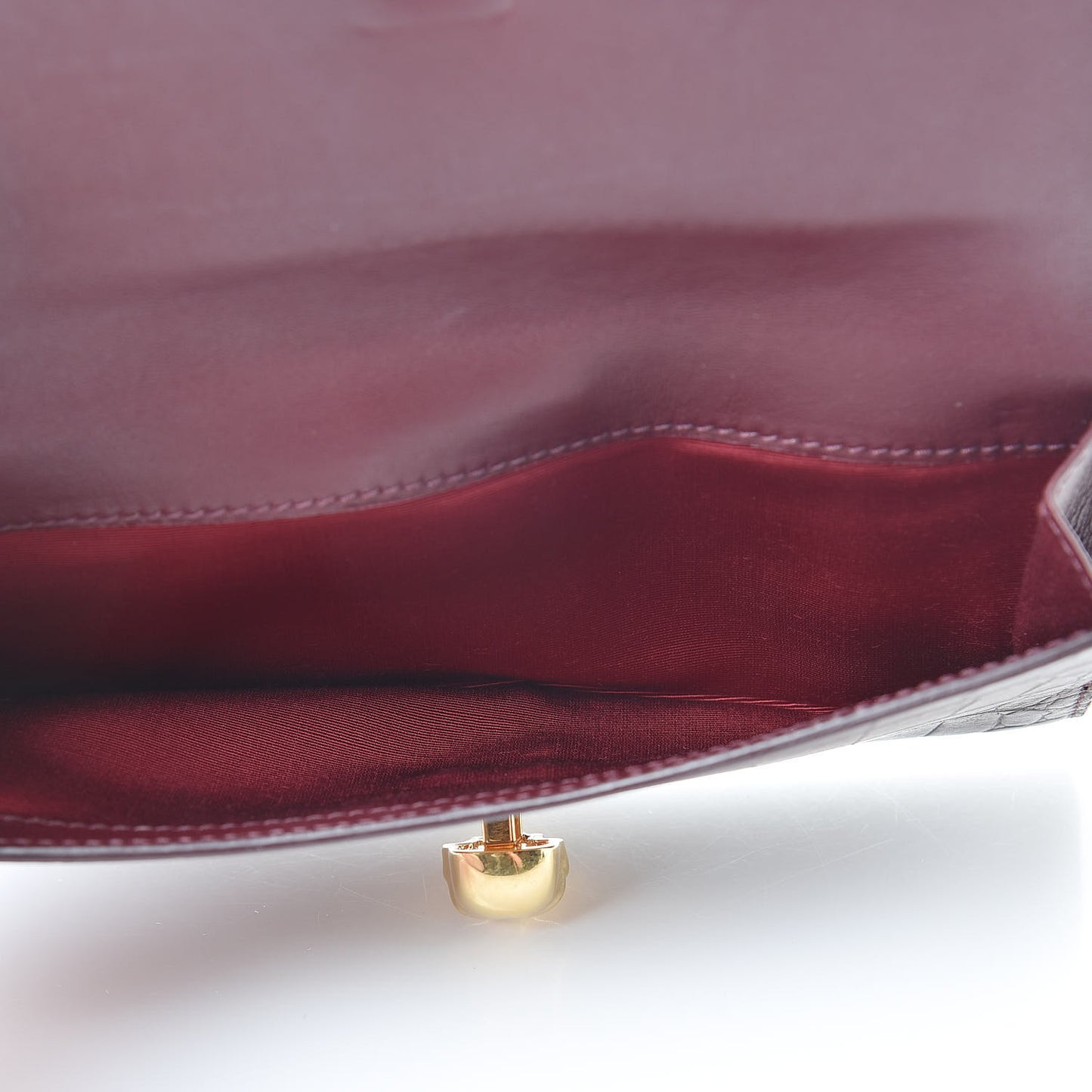 Silky Calfskin Crocodile Embossed Skull Continental Wallet Bordeaux