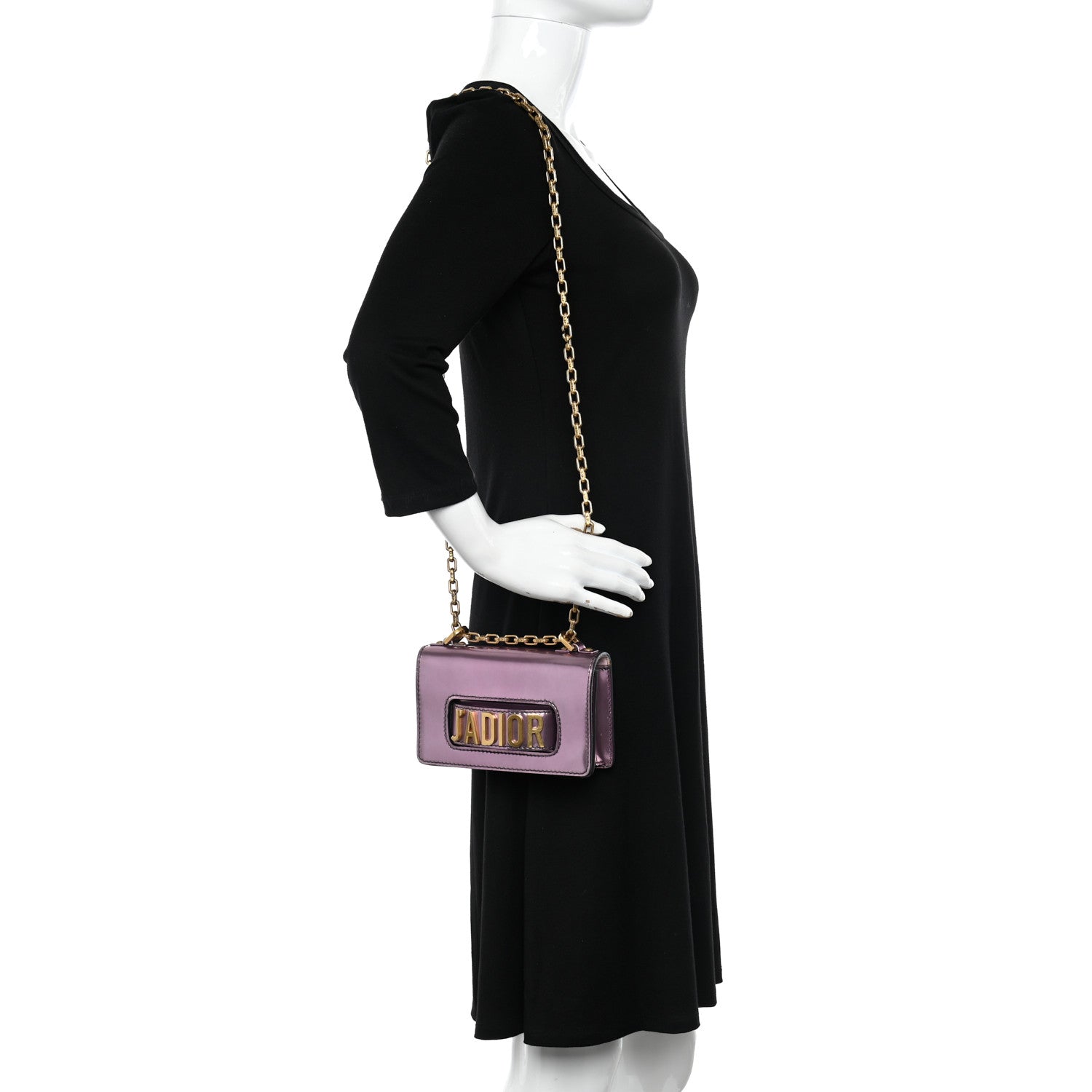 Christian Dior Metallic Calfskin J'Adior Mini Chain Flap Bag Pink 2 of 10