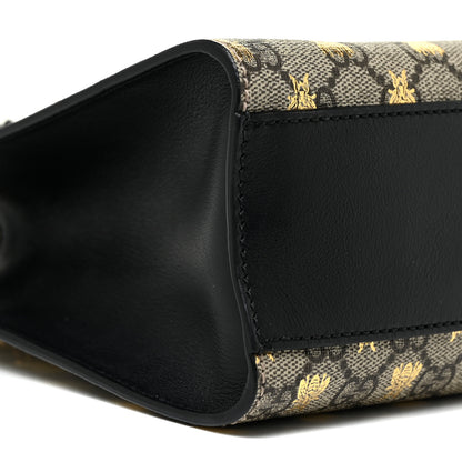 Gucci GG Supreme Monogram Bees Small Padlock Tote Beige Oro Black 9 of 12