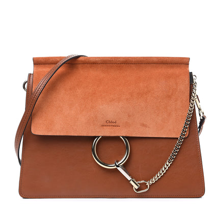 Chloe Suede Calfskin Medium Faye Shoulder Bag Tobacco 1 of 9