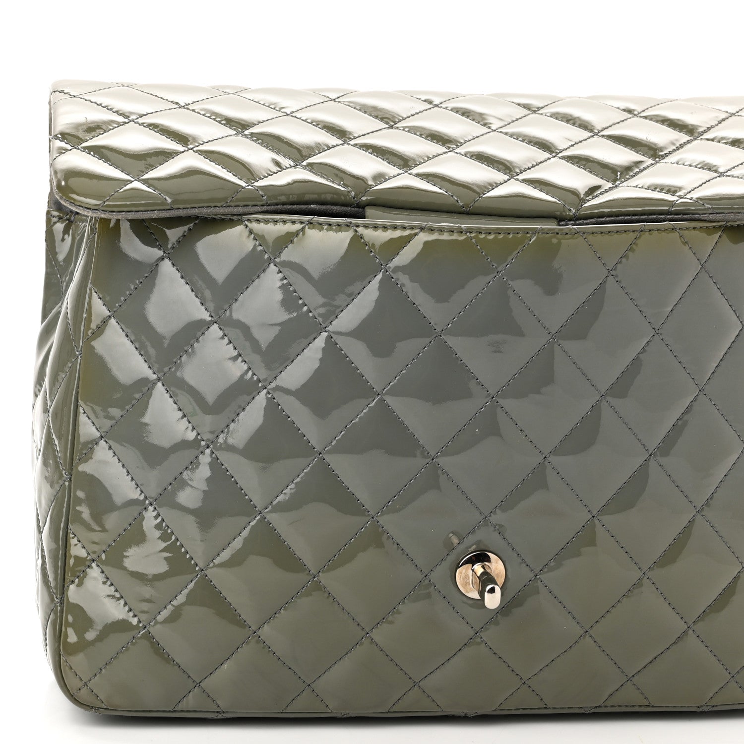 Chanel Patent Quilted Jumbo Single Flap Grey 15 of 15