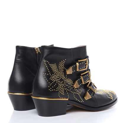 Chloe Nappa Sheepskin Studded Susanna Ankle Boots 39.5 Black 4 of 9