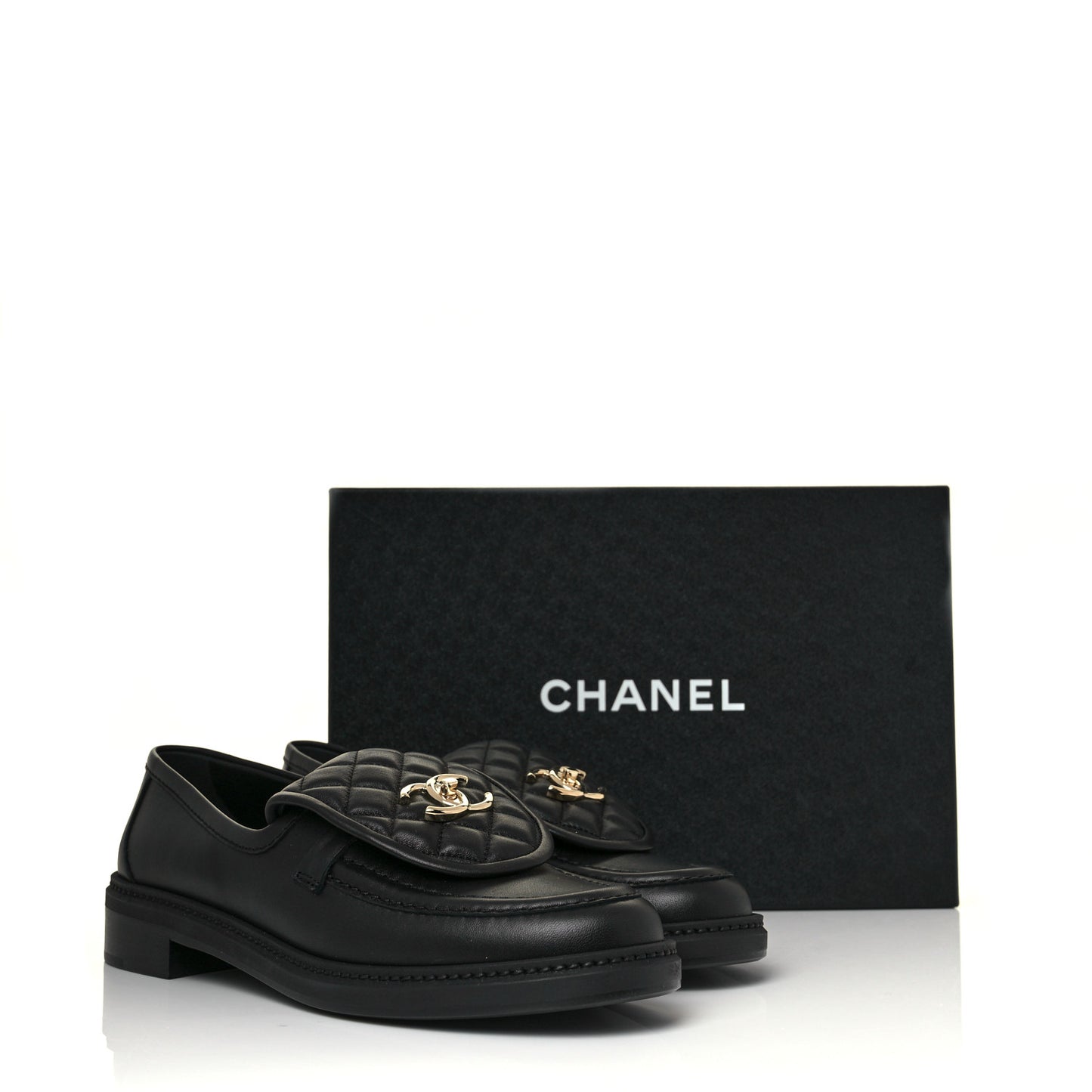 Lambskin Quilted CC Turnlock Loafers 39.5 Black