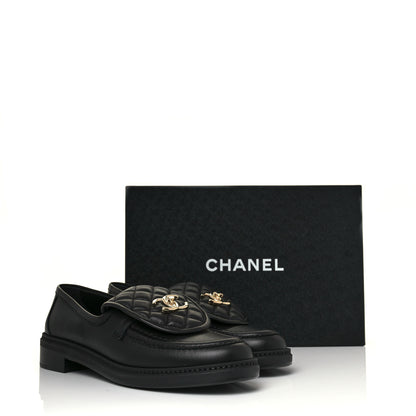 Chanel Lambskin Quilted CC Turnlock Loafers 39.5 Black 9 of 9