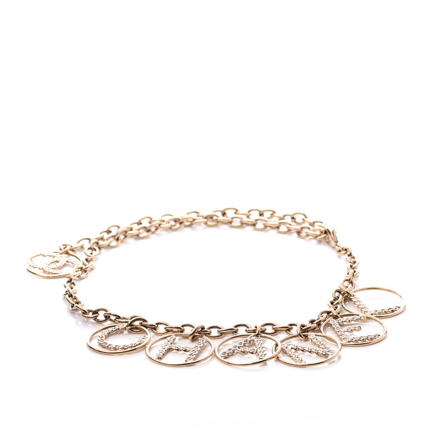 Metal Strass Crystal Chain Logo Belt Gold