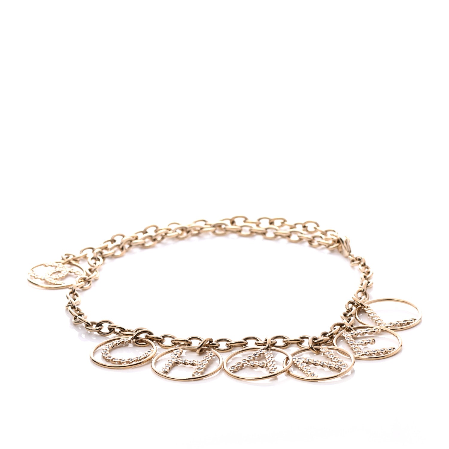 Chanel Metal Strass Crystal Chain Logo Belt Gold 1 of 4