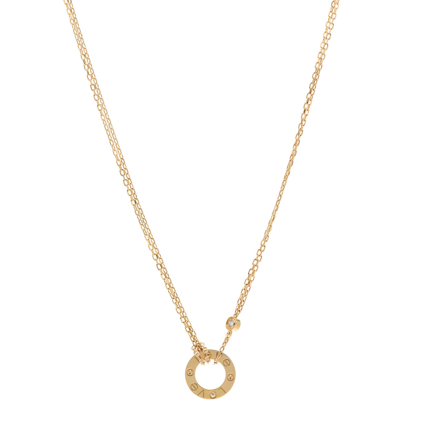 18K Yellow Gold 2 Diamond LOVE Necklace