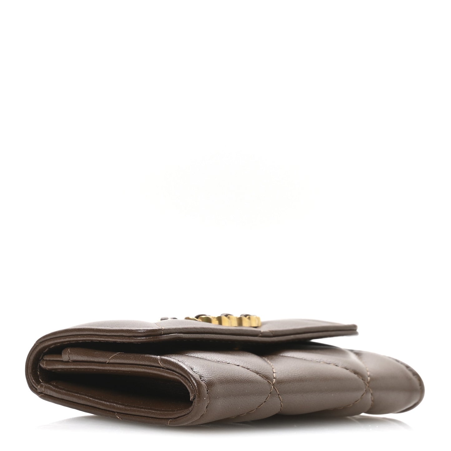 Lambskin Quilted Chanel 19 Flap Card Holder Dark Brown