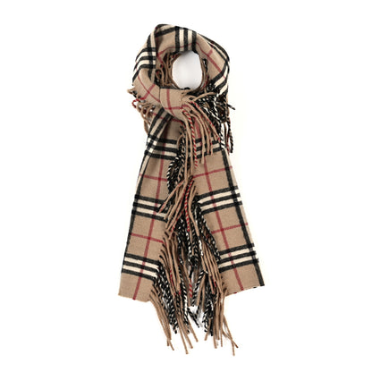 Burberry Cashmere Half Mega Check Happy Fringe Scarf Camel 1 of 3