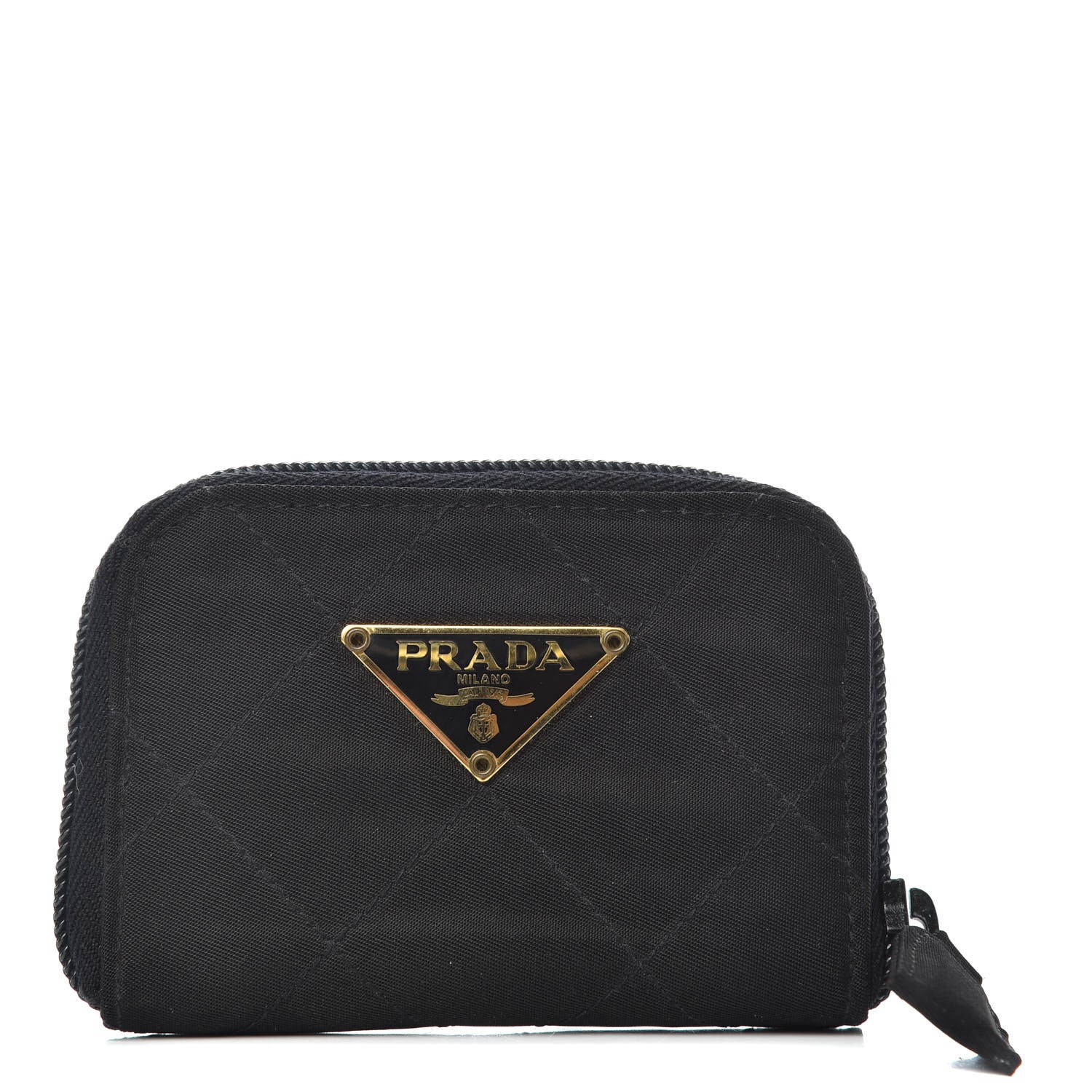 Prada Tessuto Nylon Quilted Compact Zip Around Wallet Black 1 of 7