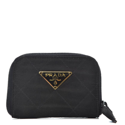Prada Tessuto Nylon Quilted Compact Zip Around Wallet Black 1 of 7