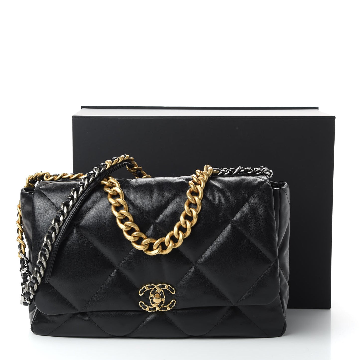 Goatskin Quilted Maxi 19 Flap Black