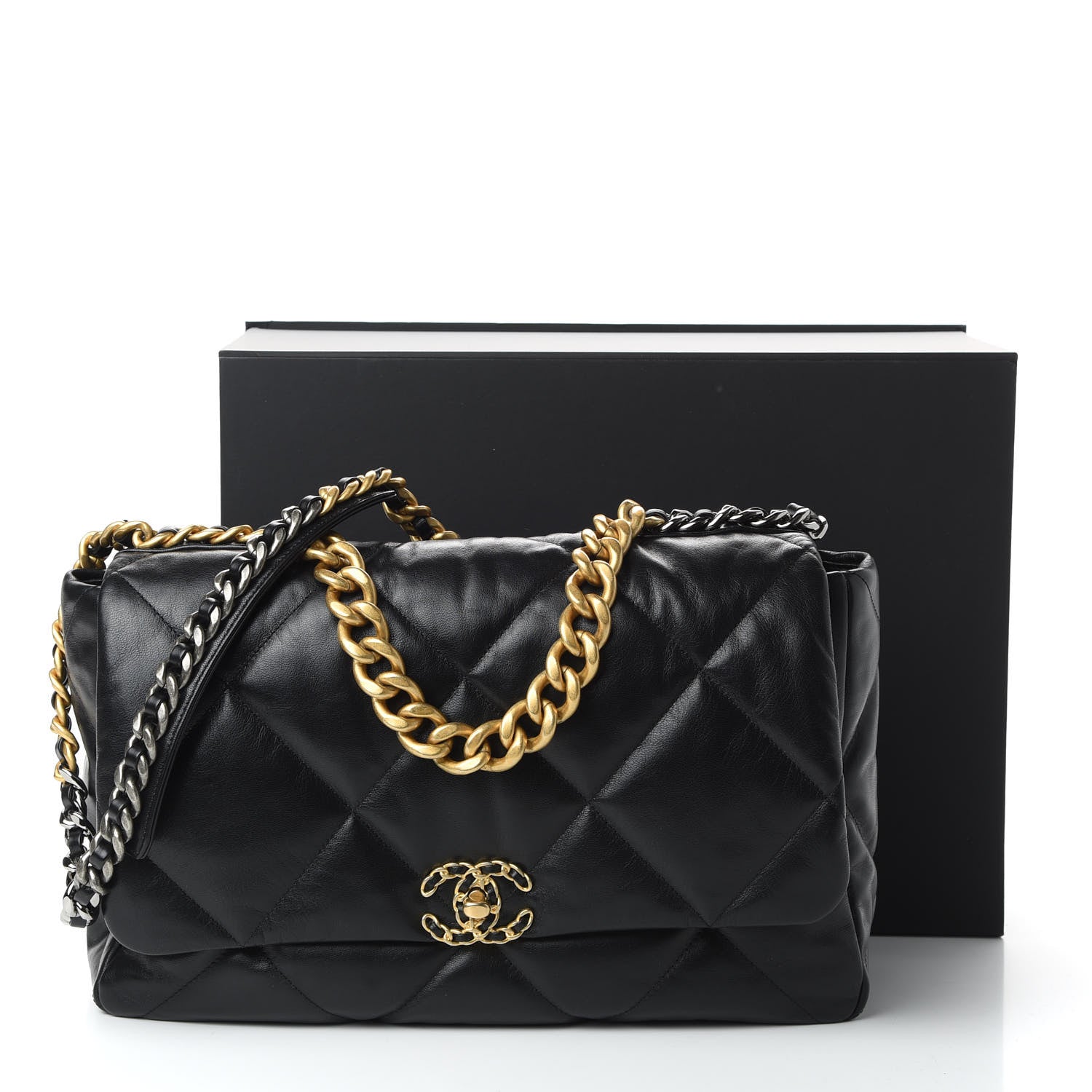 Chanel Goatskin Quilted Maxi 19 Flap Black 11 of 11
