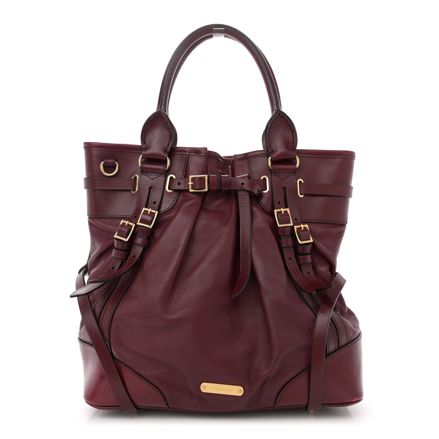 Lambskin Whipstitch Medium Tote Burgundy
