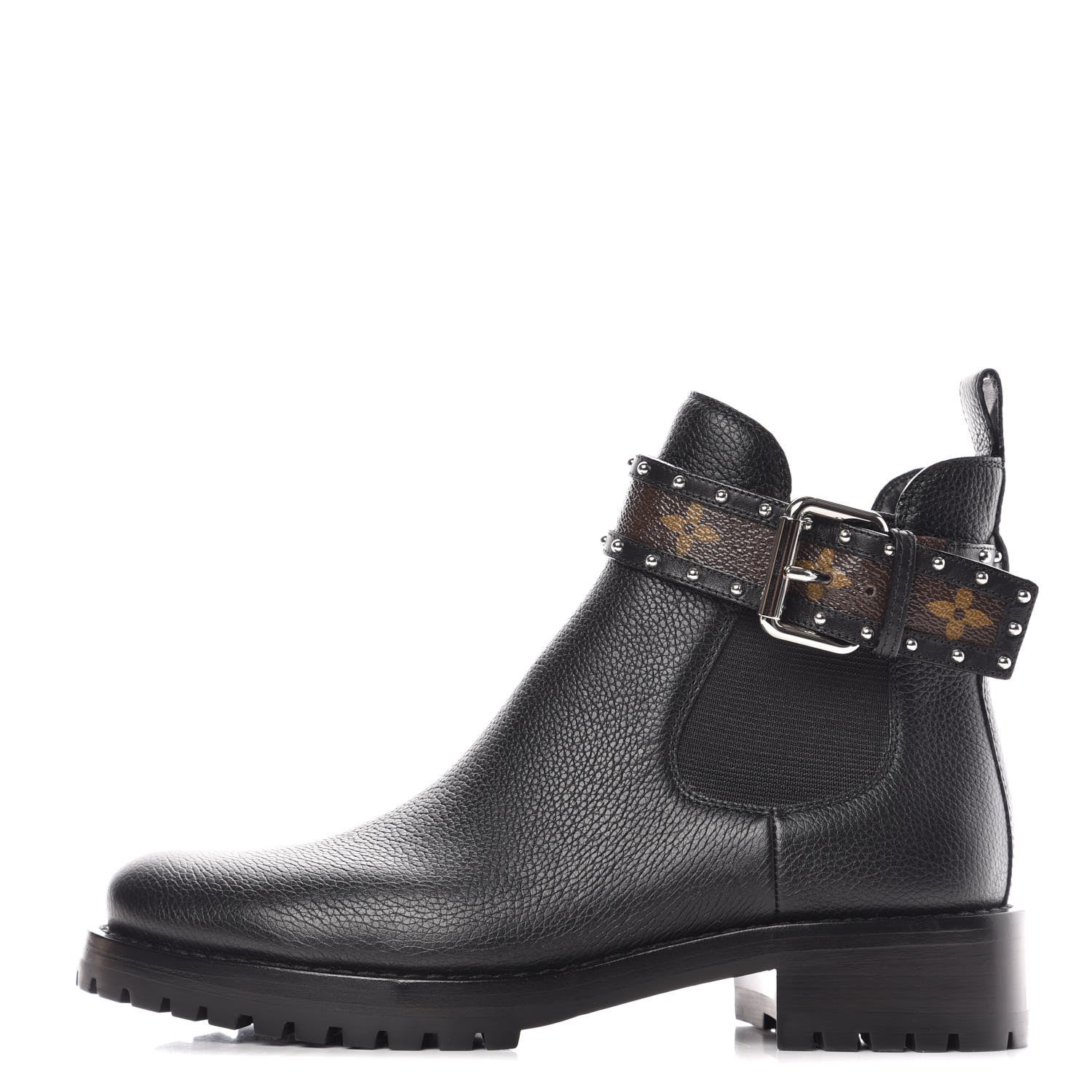 Louis Vuitton Grained Calfskin Monogram Discovery Flat Ankle Boots 37 1 of 8