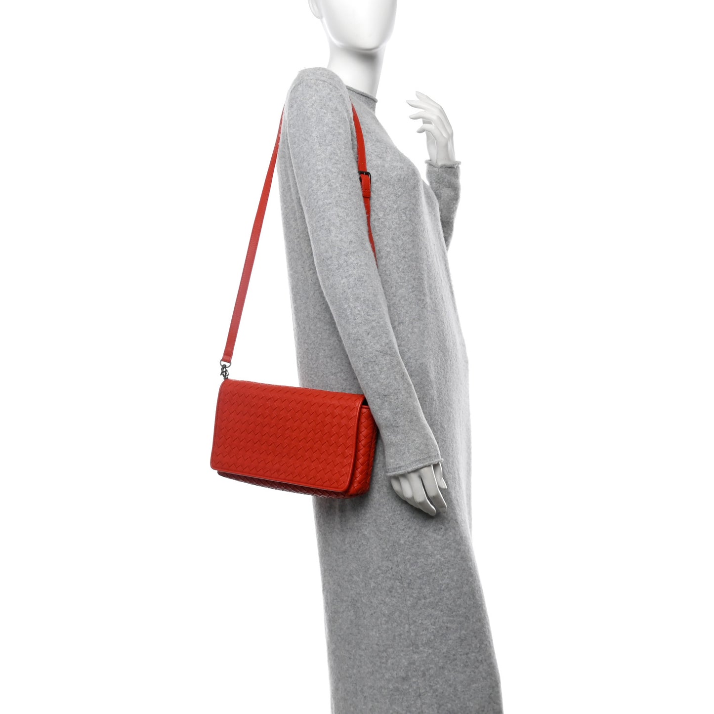 Nappa Intrecciato Crossbody Flap Red