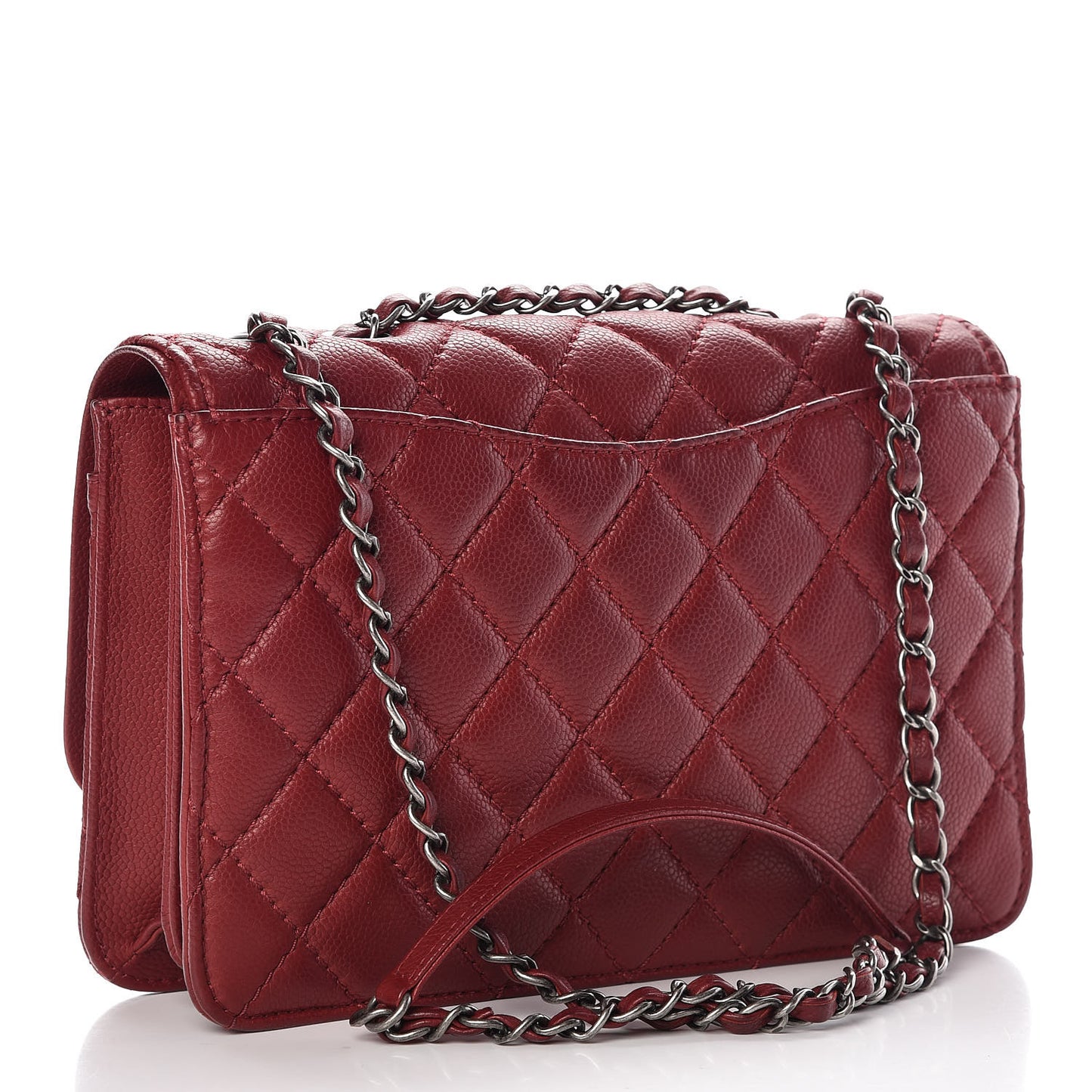 Caviar Quilted Flap With Chain Red