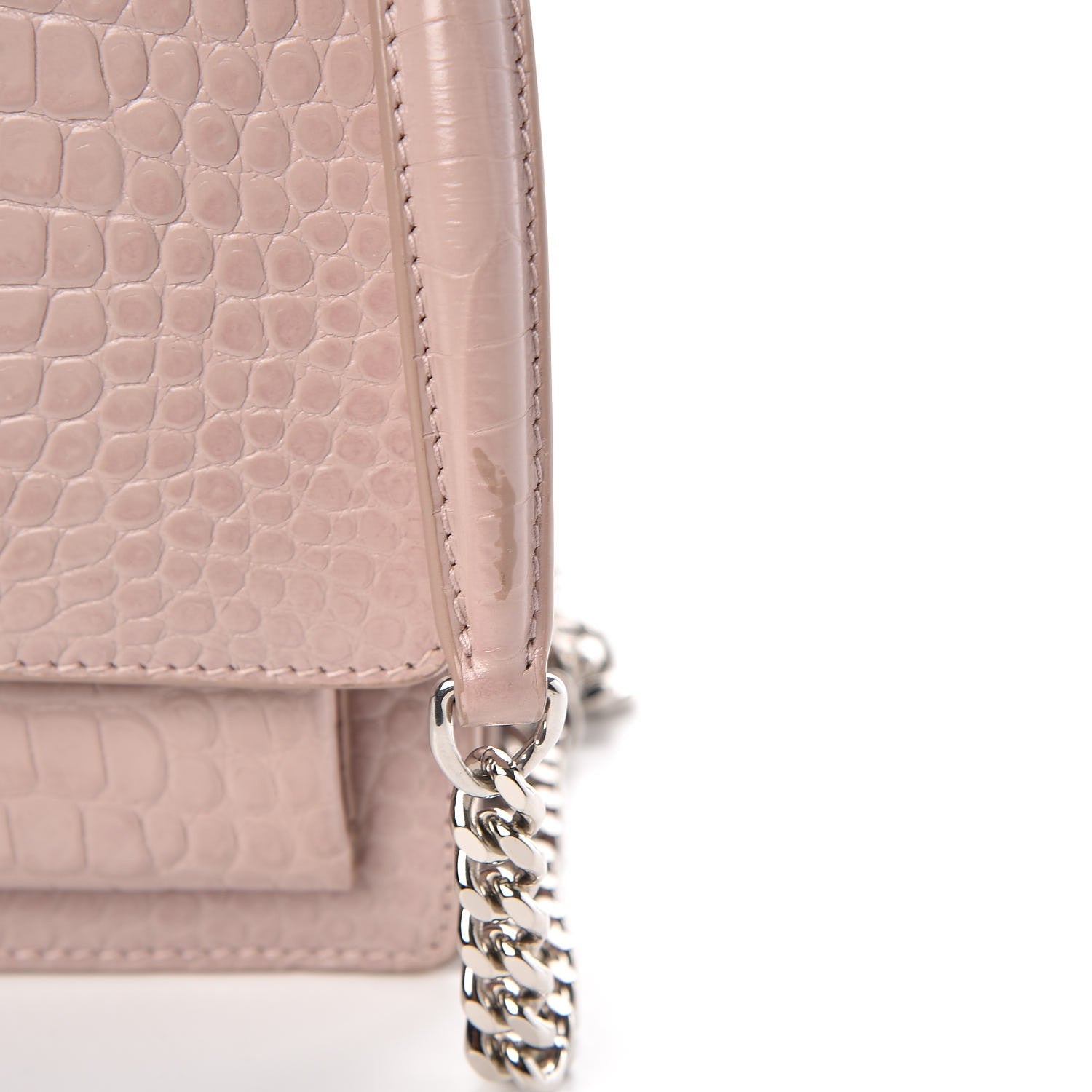 Saint Laurent Calfskin Crocodile Embossed Medium Monogram Sunset Powder Pink 10 of 10
