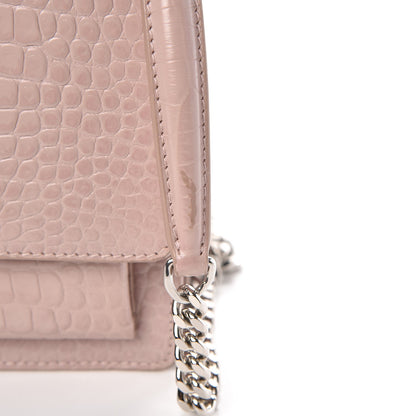 Saint Laurent Calfskin Crocodile Embossed Medium Monogram Sunset Powder Pink 10 of 10