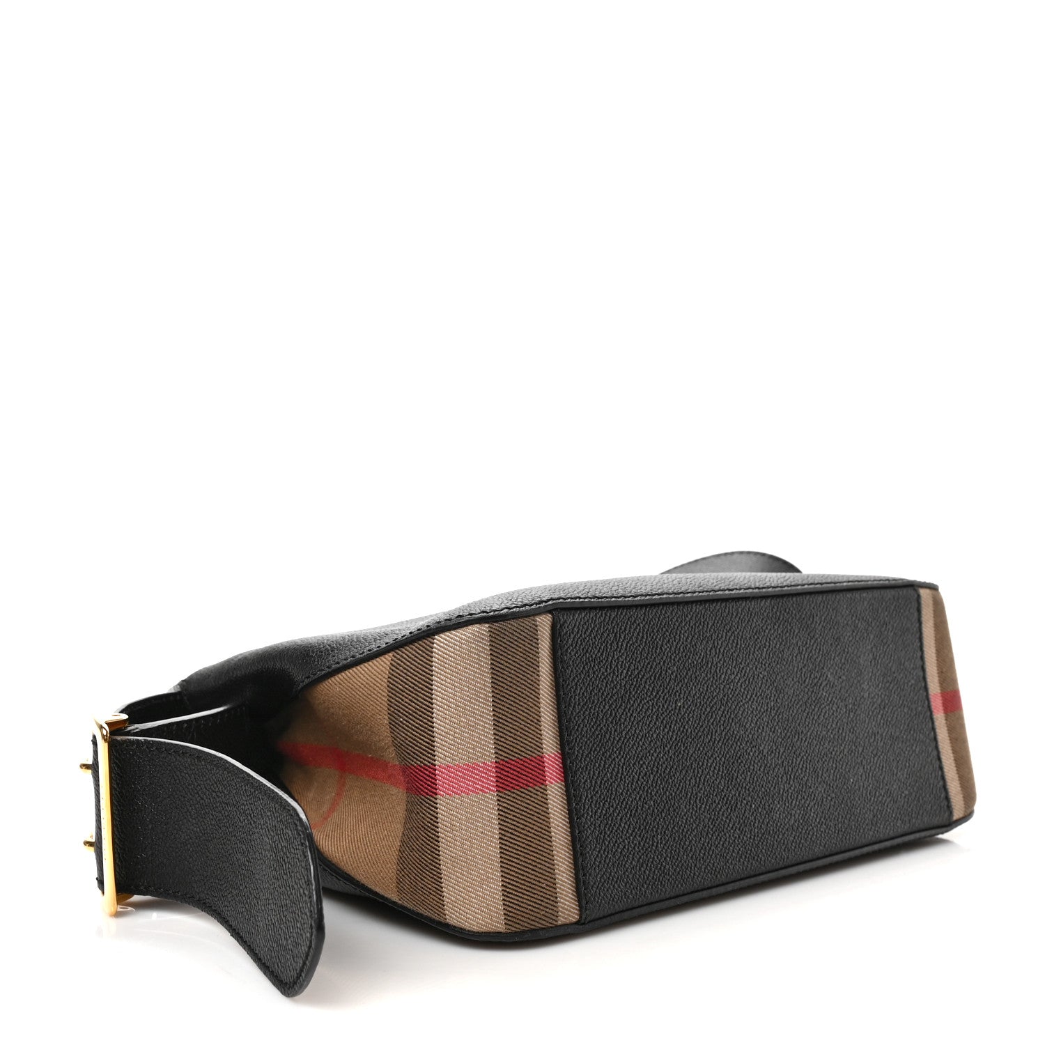 Burberry Soft Grain Calfskin House Check Small Helmsley Crossbody Black 4 of 9
