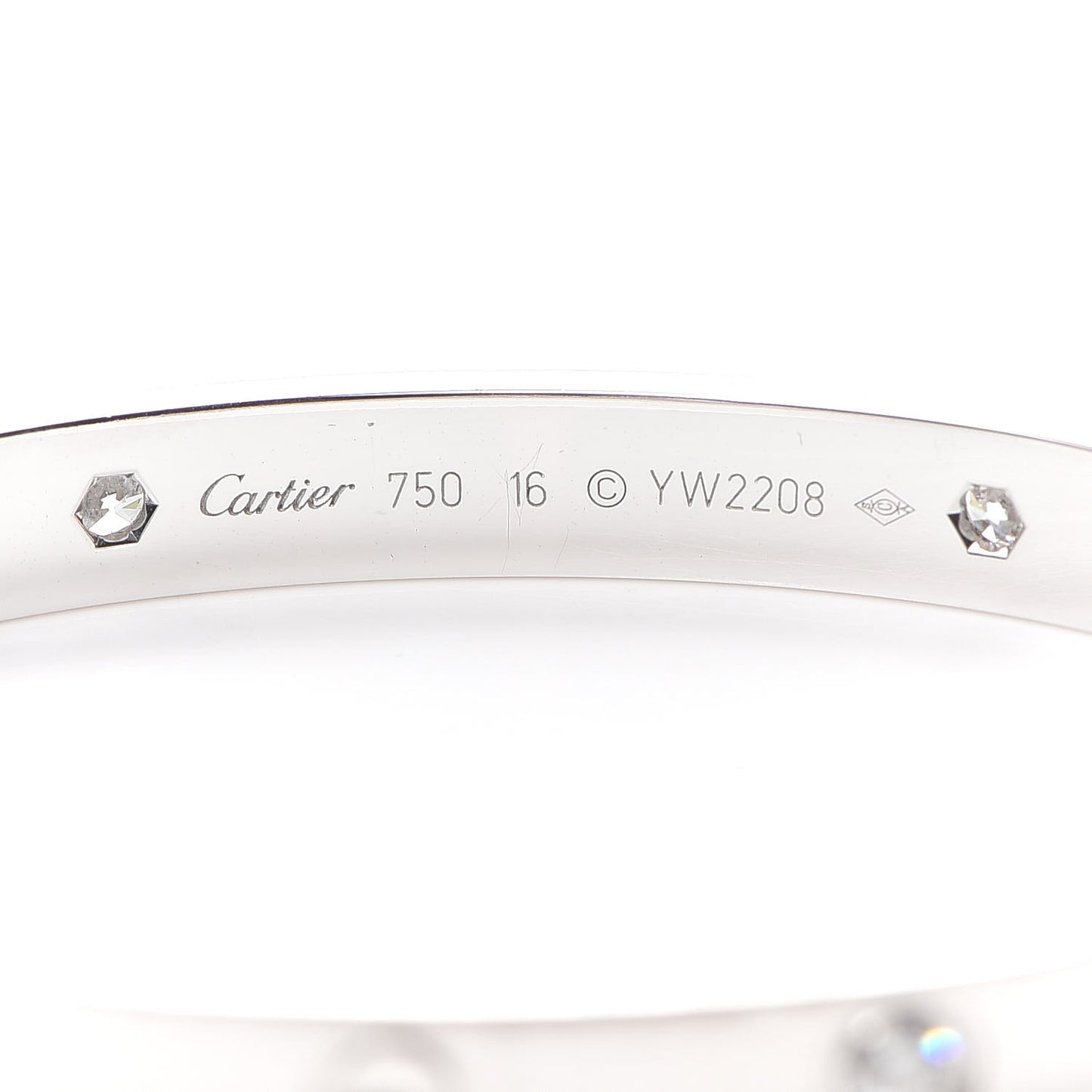 18K White Gold 4 Diamond LOVE Bracelet 16