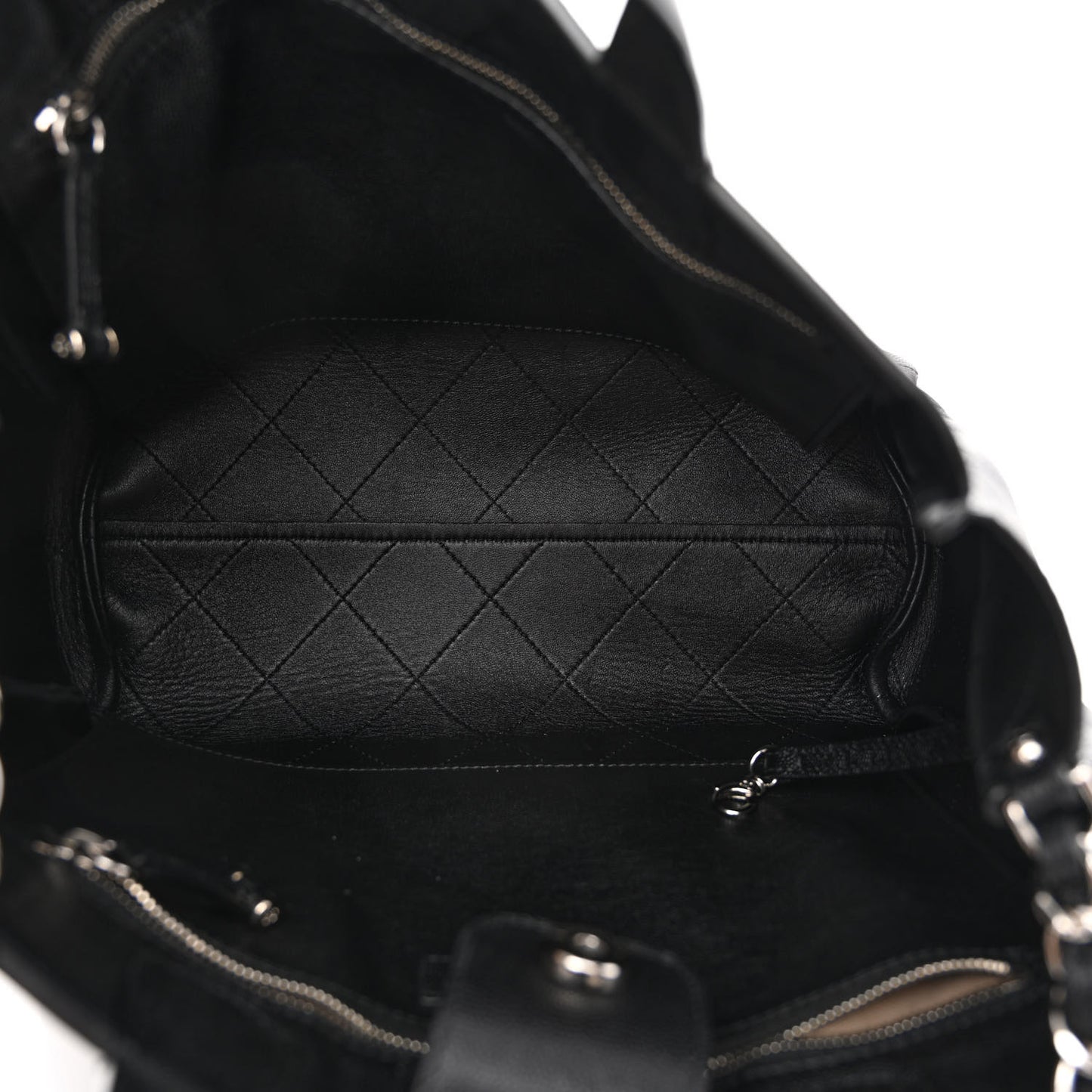 Caviar Stitched Medium Lady Coco Shopping Tote Black