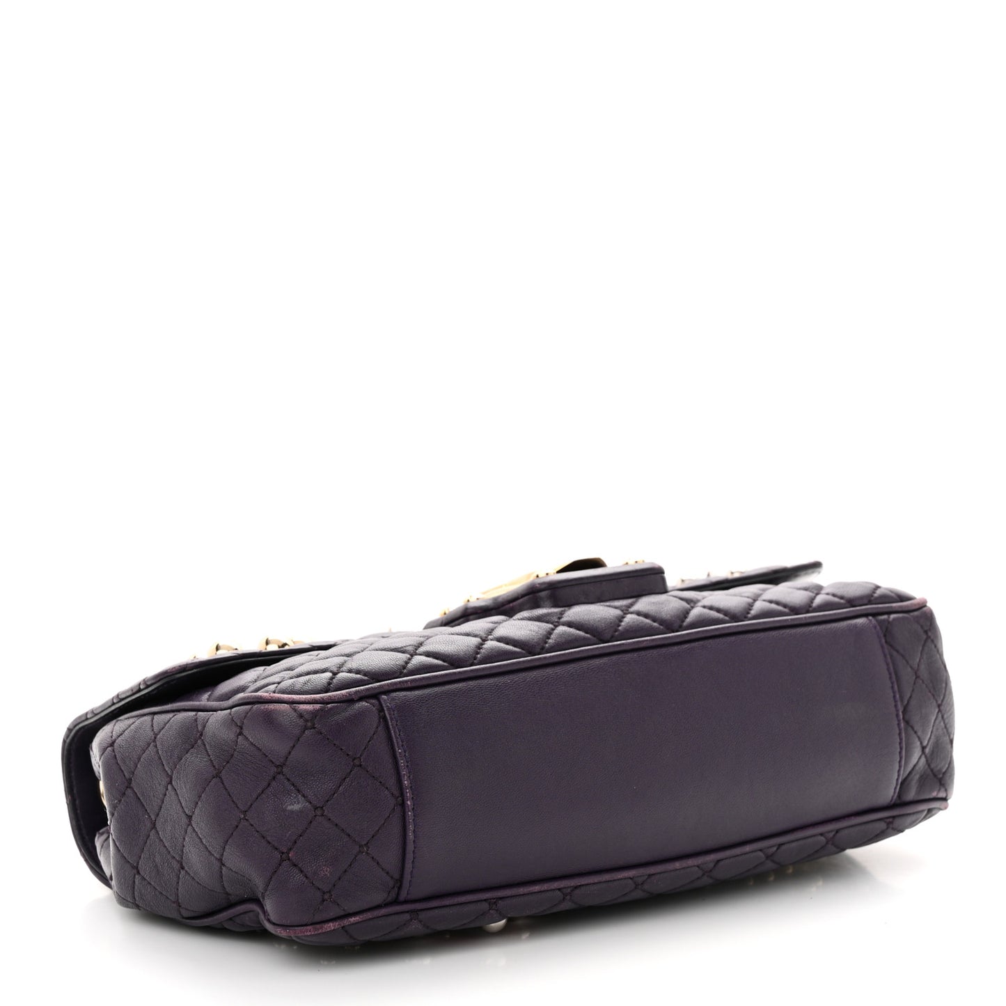 Lambskin Watersnake Embellished Lucia Shoulder Bag Purple