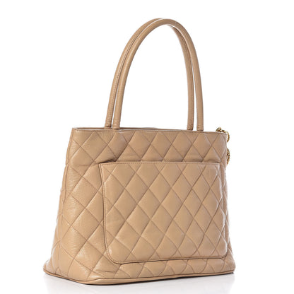 Chanel Caviar Quilted Medallion Tote Beige 3 of 18