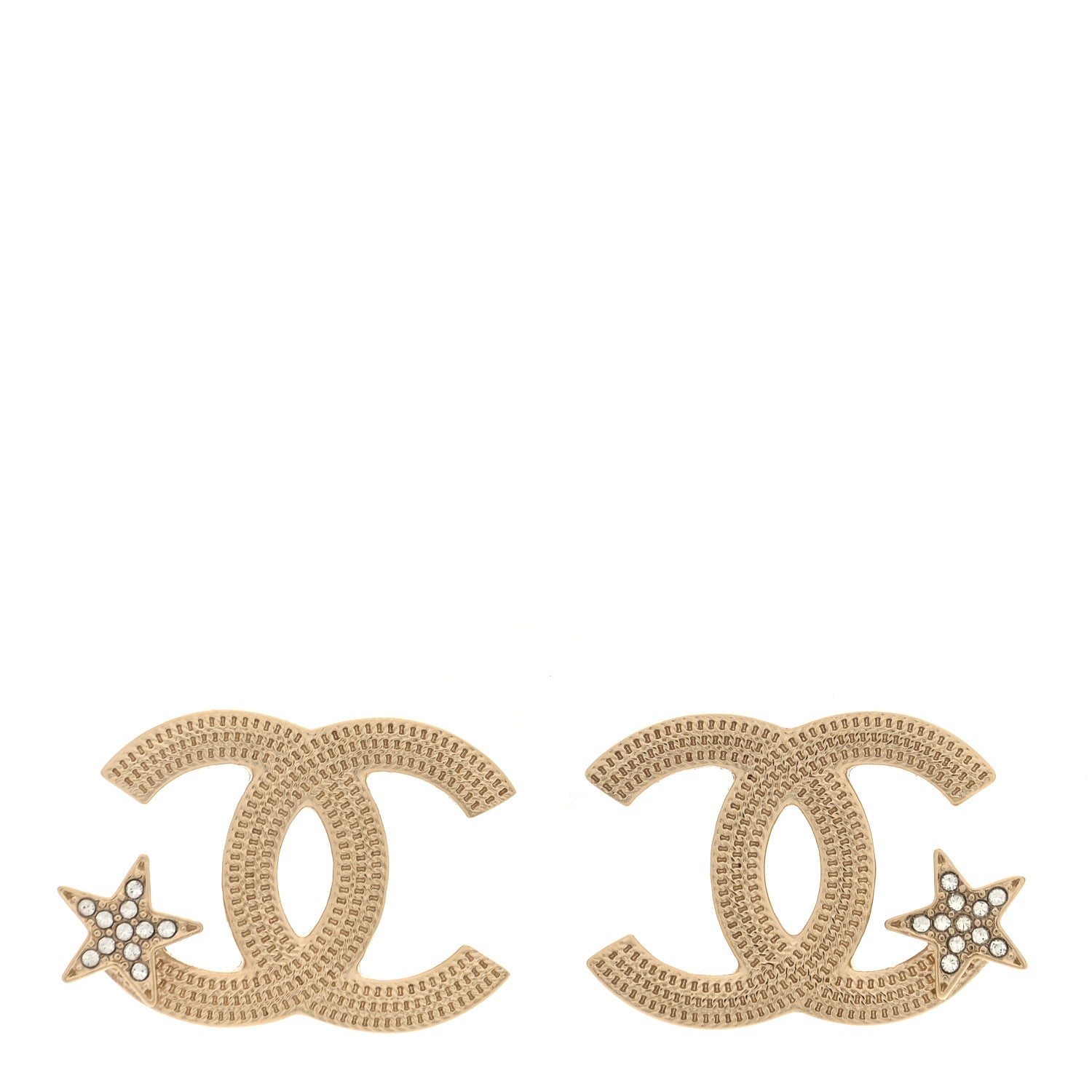 Chanel Crystal CC Star Earrings Gold 1 of 5