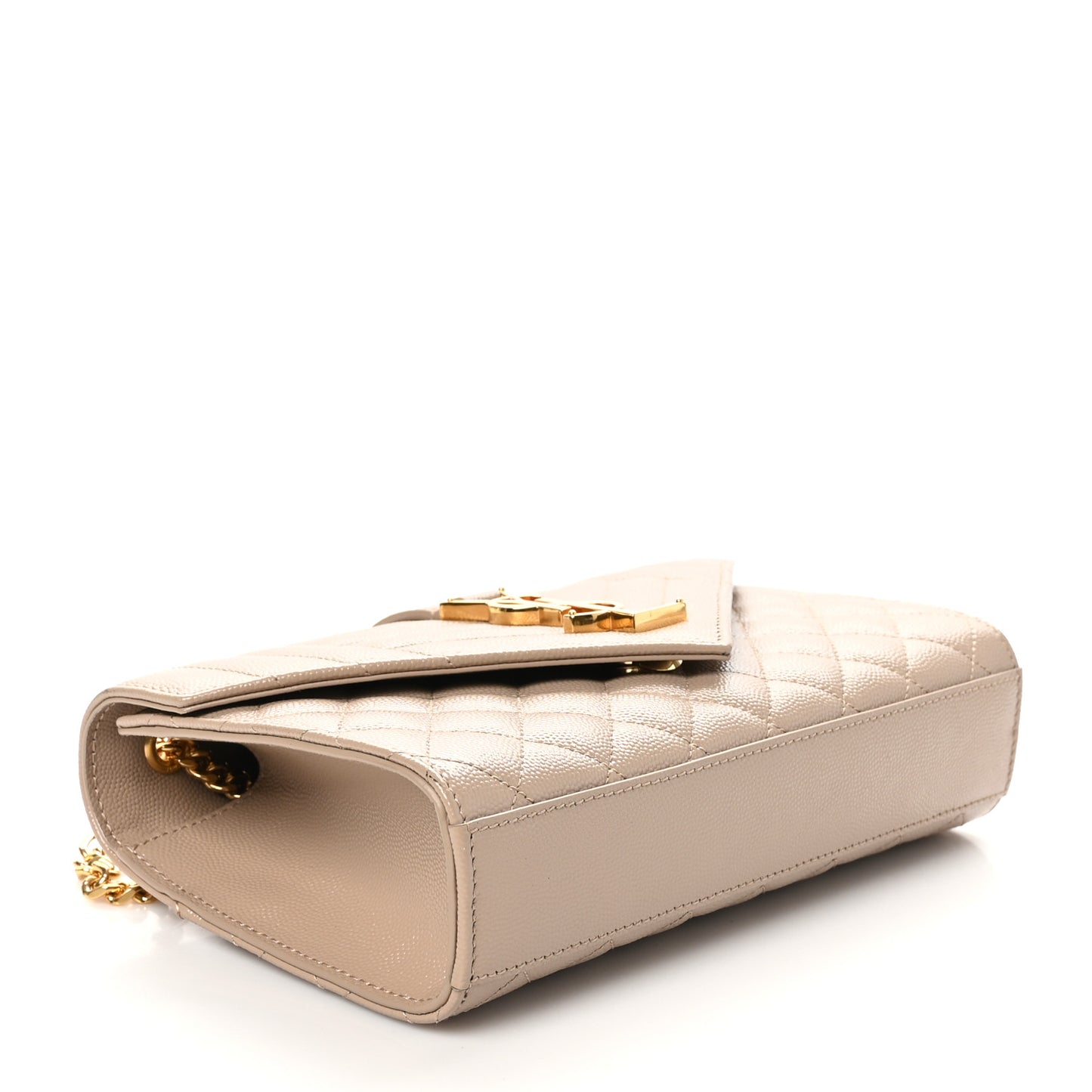 Grain De Poudre Textured Mixed Matelasse Triquilt Small Monogram Satchel Dark Beige