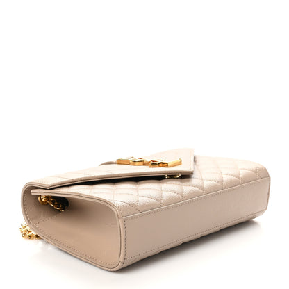 Saint Laurent Grain De Poudre Textured Mixed Matelasse Triquilt Small Monogram Satchel Dark Beige 4 of 9