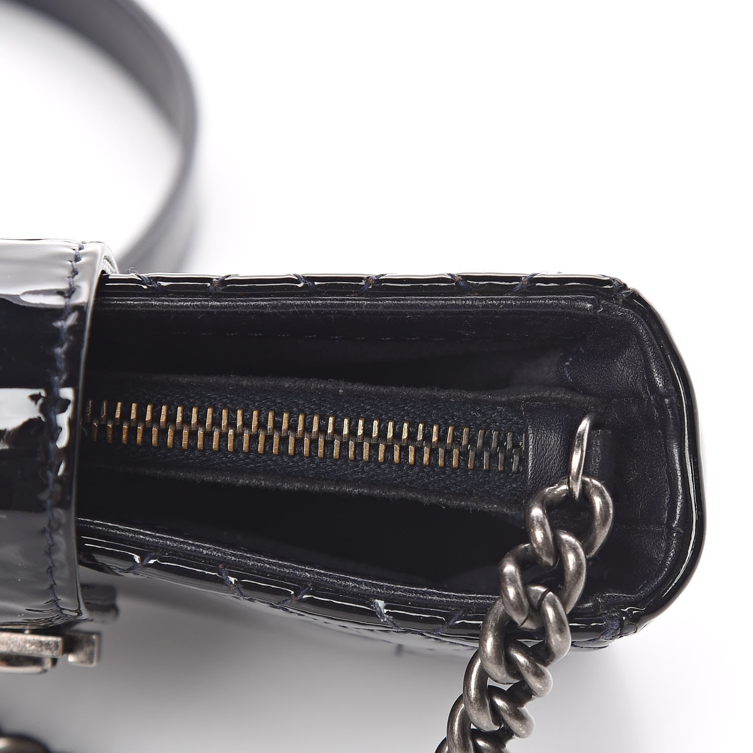 Chanel Patent Mini Boy Reverso Phone Holder Crossbody Navy 13 of 15